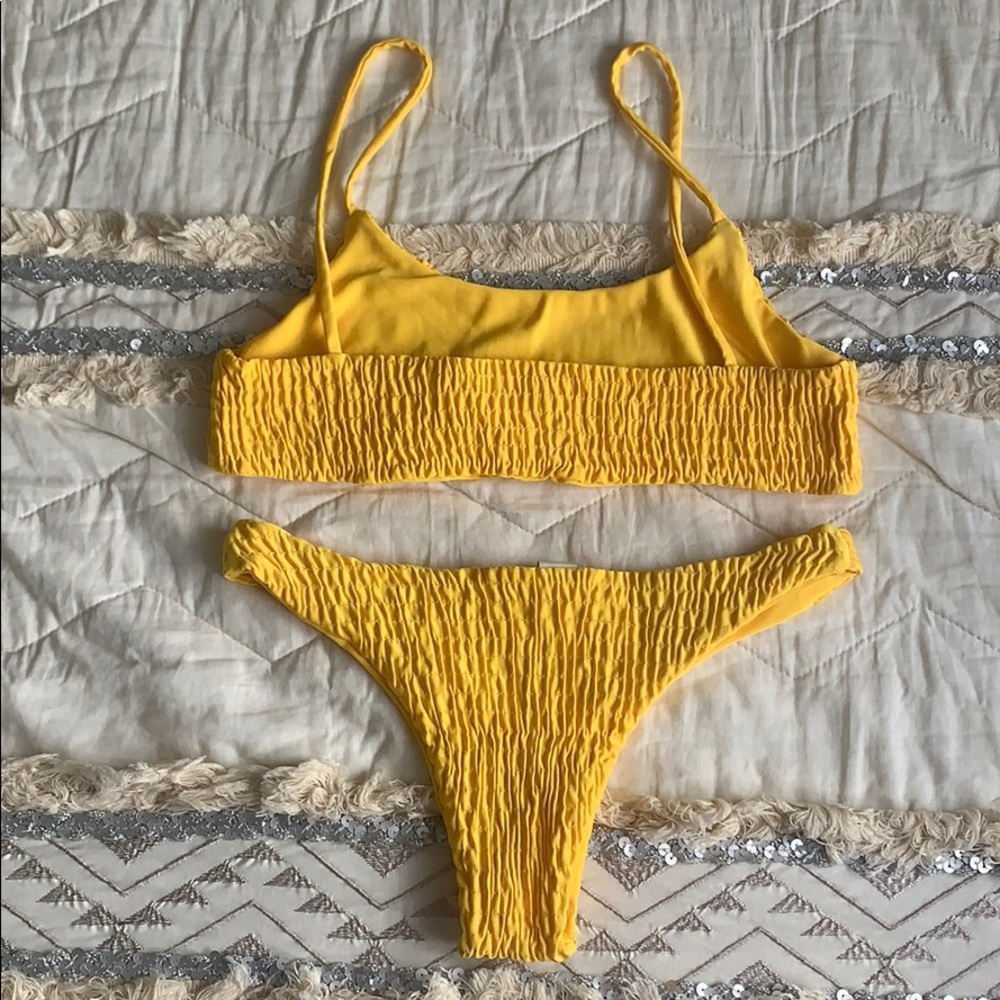Yellow shirred bikini size medium fits like small
